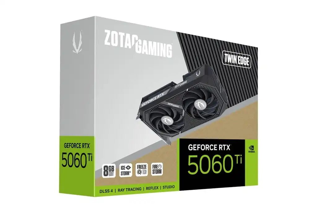 ZOTAC GAMING GeForce RTX 5060 Ti 8GB Twin Edge Graphics Card | ZT - B50610E - 10M - 8886307700636 - Vektra Computers LLC ZOTAC GAMING GeForce RTX 5060 Ti 8GB Twin Edge Graphics Card | ZT - B50610E - 10M - 8886307700636 - Vektra Computers LLC